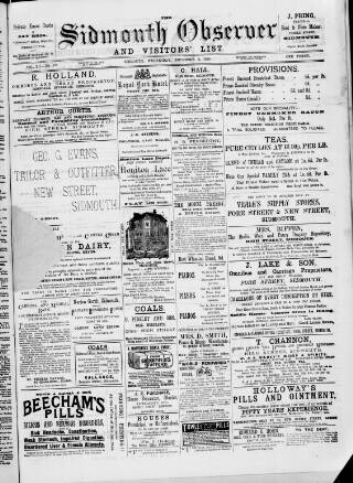 cover page of Sidmouth Observer published on November 2, 1898