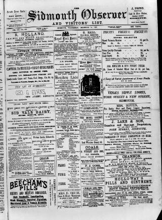 cover page of Sidmouth Observer published on December 14, 1898