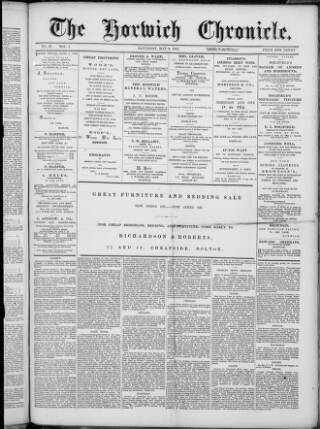 cover page of Horwich Chronicle published on May 4, 1889