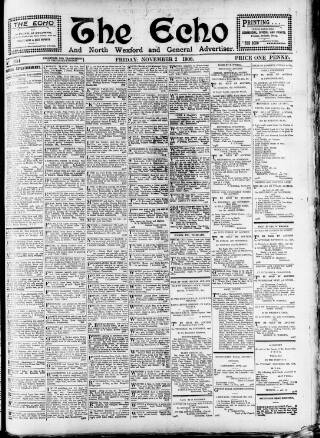 cover page of Enniscorthy Echo and South Leinster Advertiser published on November 2, 1906