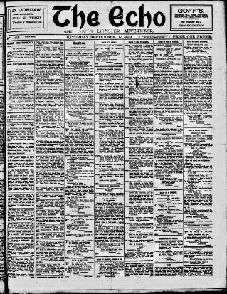 cover page of Enniscorthy Echo and South Leinster Advertiser published on September 17, 1910