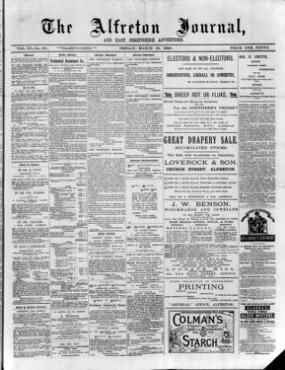 cover page of Alfreton Journal published on March 19, 1880