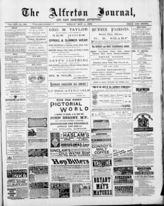 cover page of Alfreton Journal published on May 4, 1883