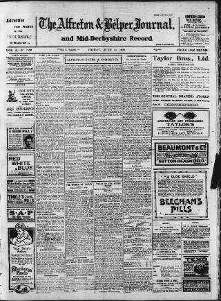 cover page of Alfreton Journal published on June 18, 1920