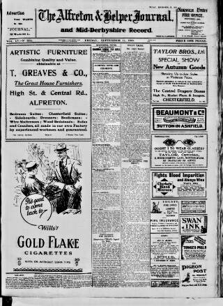 cover page of Alfreton Journal published on September 17, 1926