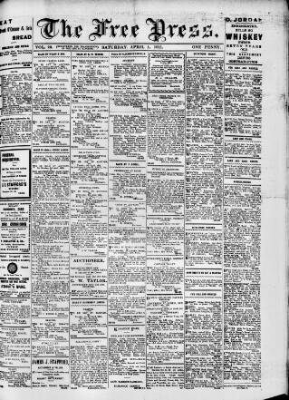 cover page of Free Press (Wexford) published on April 1, 1911
