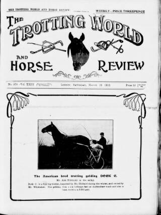 cover page of Trotting World and Horse Review published on March 19, 1921
