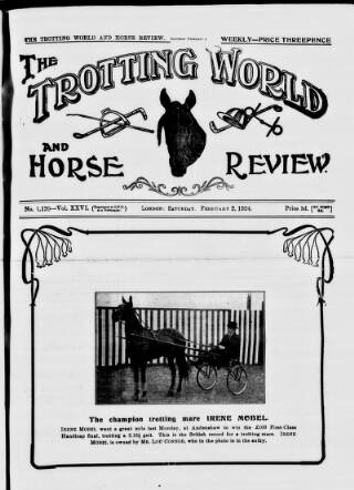 cover page of Trotting World and Horse Review published on February 2, 1924