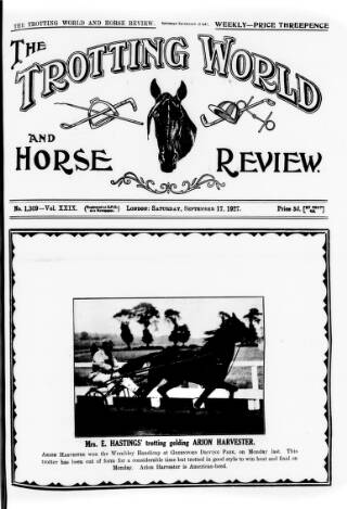 cover page of Trotting World and Horse Review published on September 17, 1927