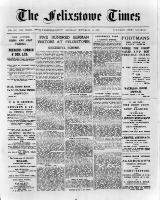 cover page of Felixstowe Times published on September 17, 1932