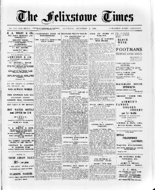 cover page of Felixstowe Times published on November 2, 1935