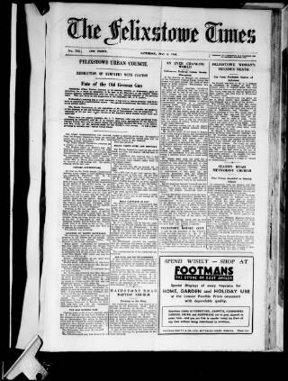 cover page of Felixstowe Times published on May 4, 1940