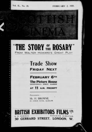 cover page of Scottish Cinema published on February 2, 1920