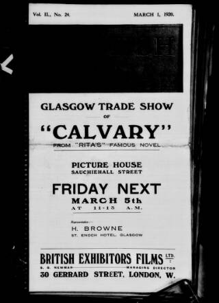 cover page of Scottish Cinema published on March 1, 1920