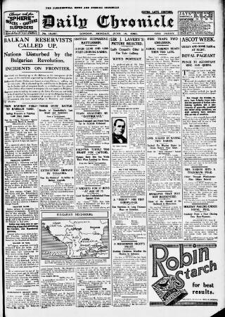 cover page of London Daily Chronicle published on June 18, 1923