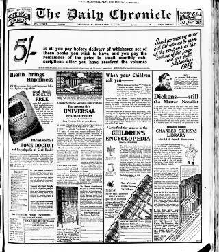 cover page of London Daily Chronicle published on February 2, 1927