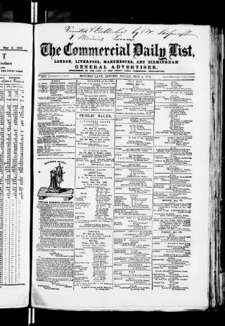 cover page of Commercial Daily List (London) published on May 4, 1866