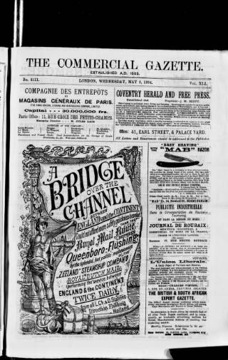 cover page of Commercial Gazette (London) published on May 2, 1894
