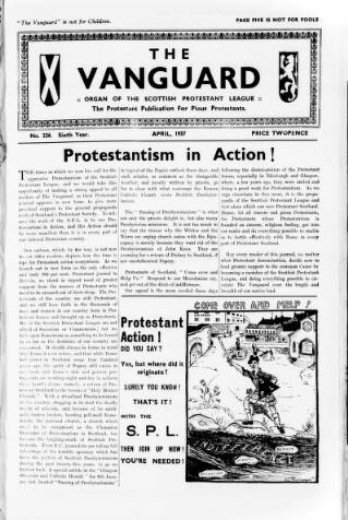 cover page of Protestant Vanguard published on April 1, 1937