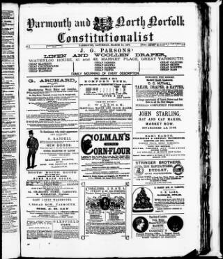 cover page of Yarmouth Gazette and North Norfolk Constitutionalist published on March 19, 1870