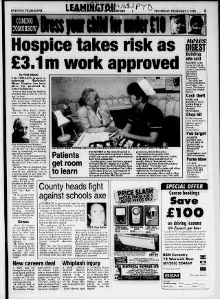 cover page of Leamington Evening Telegraph published on February 2, 1995