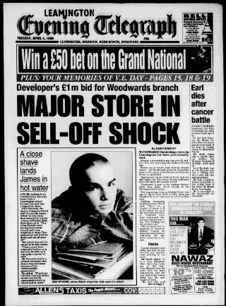 cover page of Leamington Evening Telegraph published on April 4, 1995