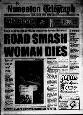 cover page of Nuneaton Evening Telegraph published on September 17, 1993