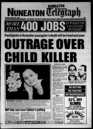 cover page of Nuneaton Evening Telegraph published on May 26, 1994