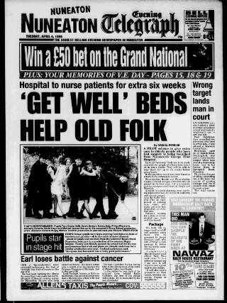 cover page of Nuneaton Evening Telegraph published on April 4, 1995
