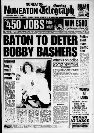 cover page of Nuneaton Evening Telegraph published on June 29, 1995