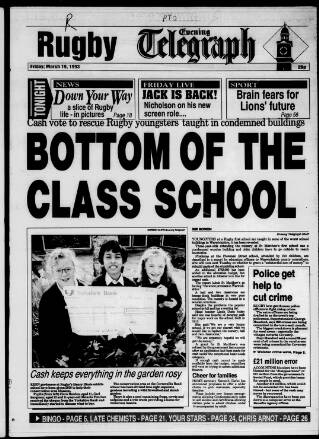 cover page of Rugby Evening Telegraph published on March 19, 1993