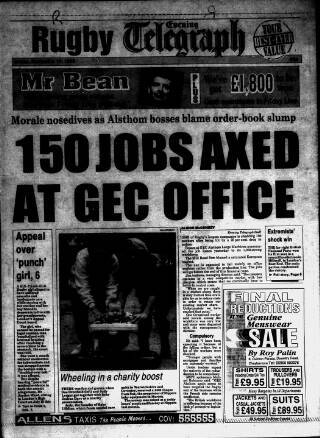 cover page of Rugby Evening Telegraph published on September 17, 1993