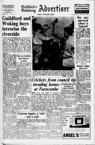 cover page of Guildford & Godalming Advertiser published on August 21, 1963