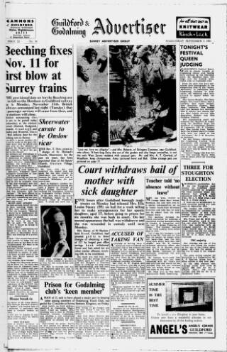 cover page of Guildford & Godalming Advertiser published on September 4, 1963