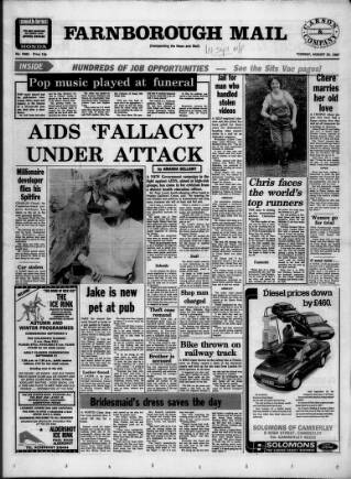 cover page of Farnborough Mail published on August 25, 1987