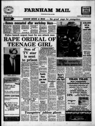cover page of Farnham Mail published on September 25, 1990