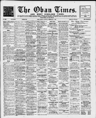 cover page of Oban Times and Argyllshire Advertiser published on February 2, 1957
