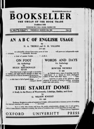 cover page of Bookseller published on March 19, 1942