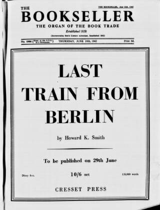 cover page of Bookseller published on June 18, 1942
