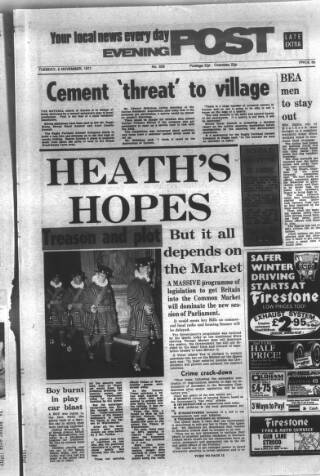 cover page of Kent Evening Post published on November 2, 1971