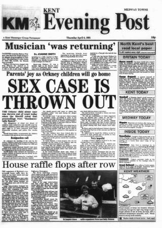 cover page of Kent Evening Post published on April 4, 1991