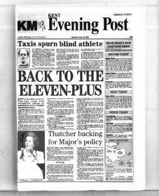 cover page of Kent Evening Post published on June 18, 1991