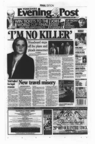 cover page of Yorkshire Evening Post published on June 18, 1998