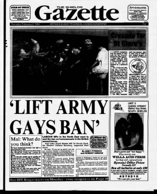 cover page of Shields Daily Gazette published on February 2, 1993