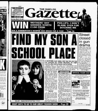 cover page of Shields Daily Gazette published on March 19, 2001