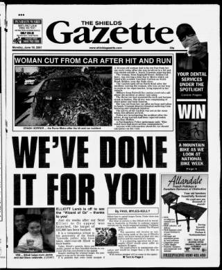 cover page of Shields Daily Gazette published on June 18, 2001