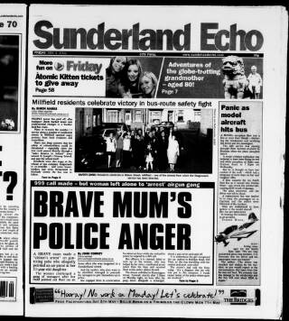 cover page of Sunderland Daily Echo and Shipping Gazette published on May 4, 2001