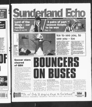 cover page of Sunderland Daily Echo and Shipping Gazette published on December 14, 2001