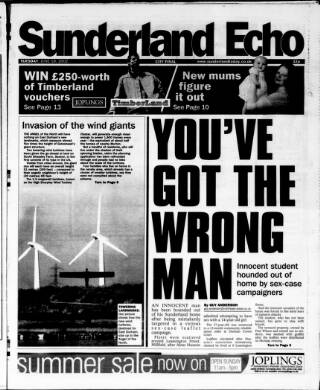 cover page of Sunderland Daily Echo and Shipping Gazette published on June 18, 2002