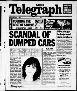 cover page of Northamptonshire Evening Telegraph published on November 2, 2002